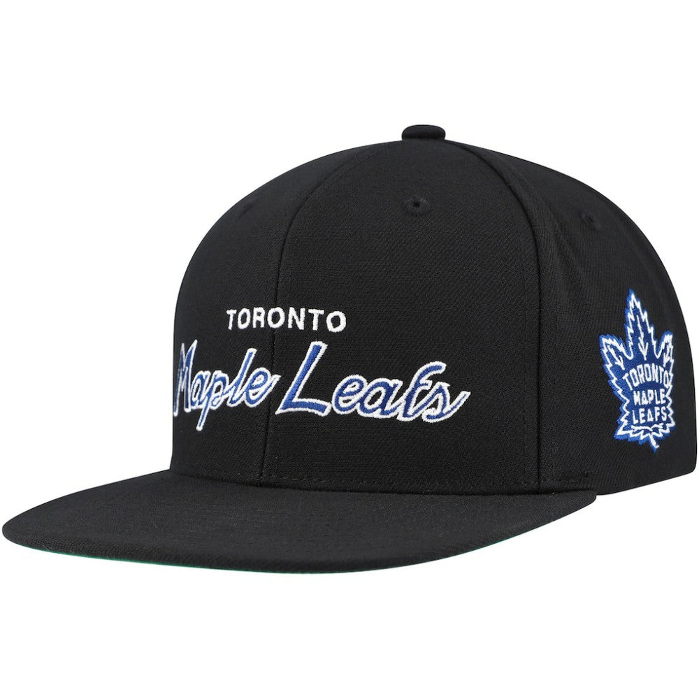 Toronto Maple Leafs Mitchell & Ness Core Team Script 2.0 Snapback Hat - Black | NHL near me