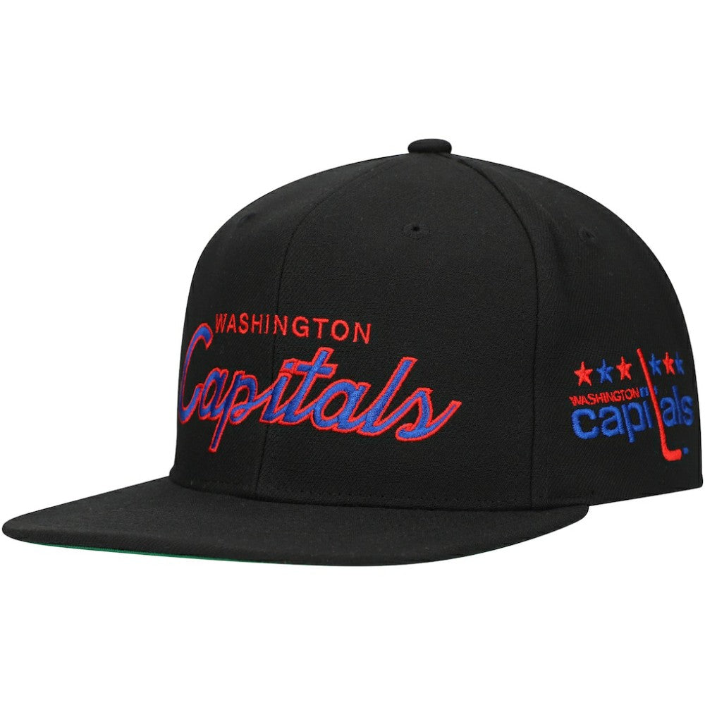 Washington Capitals Mitchell & Ness Core Team Script 2.0 Snapback Hat - Black | NHL Clearance