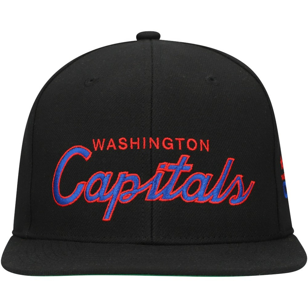 Washington Capitals Mitchell & Ness Core Team Script 2.0 Snapback Hat - Black | NHL Clearance