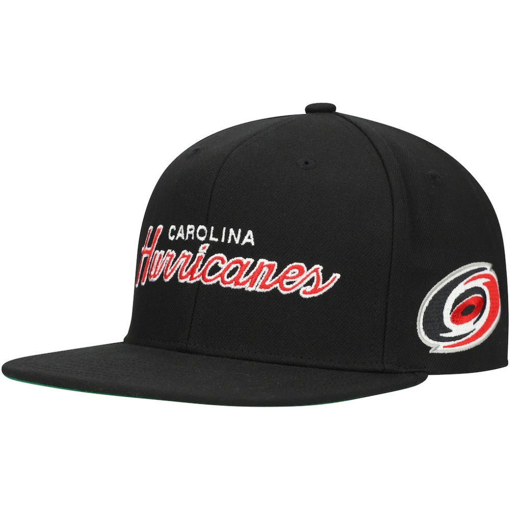 Carolina Hurricanes Mitchell & Ness Core Team Script 2.0 Snapback Hat - Black | NHL Clearance