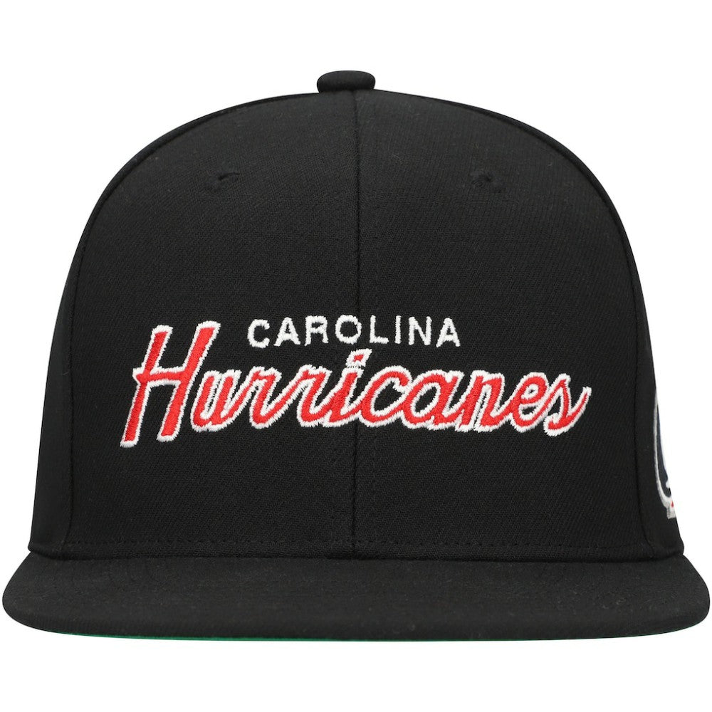 Carolina Hurricanes Mitchell & Ness Core Team Script 2.0 Snapback Hat - Black | NHL Clearance