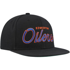 Edmonton Oilers Mitchell & Ness Core Team Script 2.0 Snapback Hat - Black | NHL discount