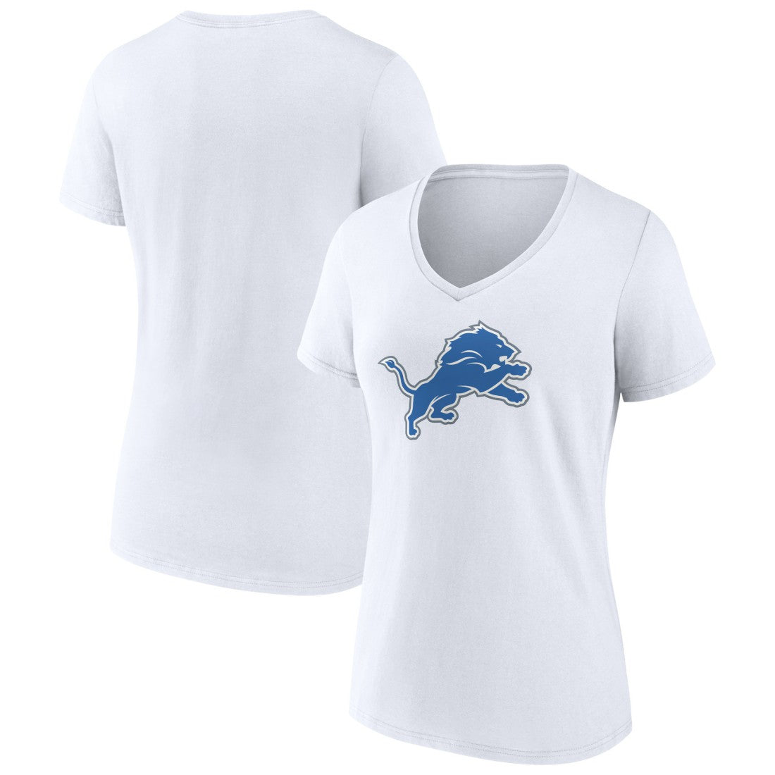 Detroit Lions Women's Primary Logo V-Neck T-Shirt - White - NFL