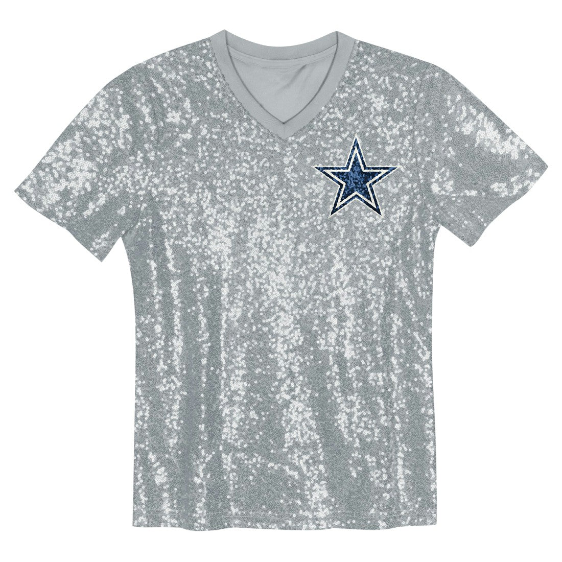 CeeDee Lamb Dallas Cowboys Girls Youth Sequin V-Neck Fashion Jersey - Silver - NFL