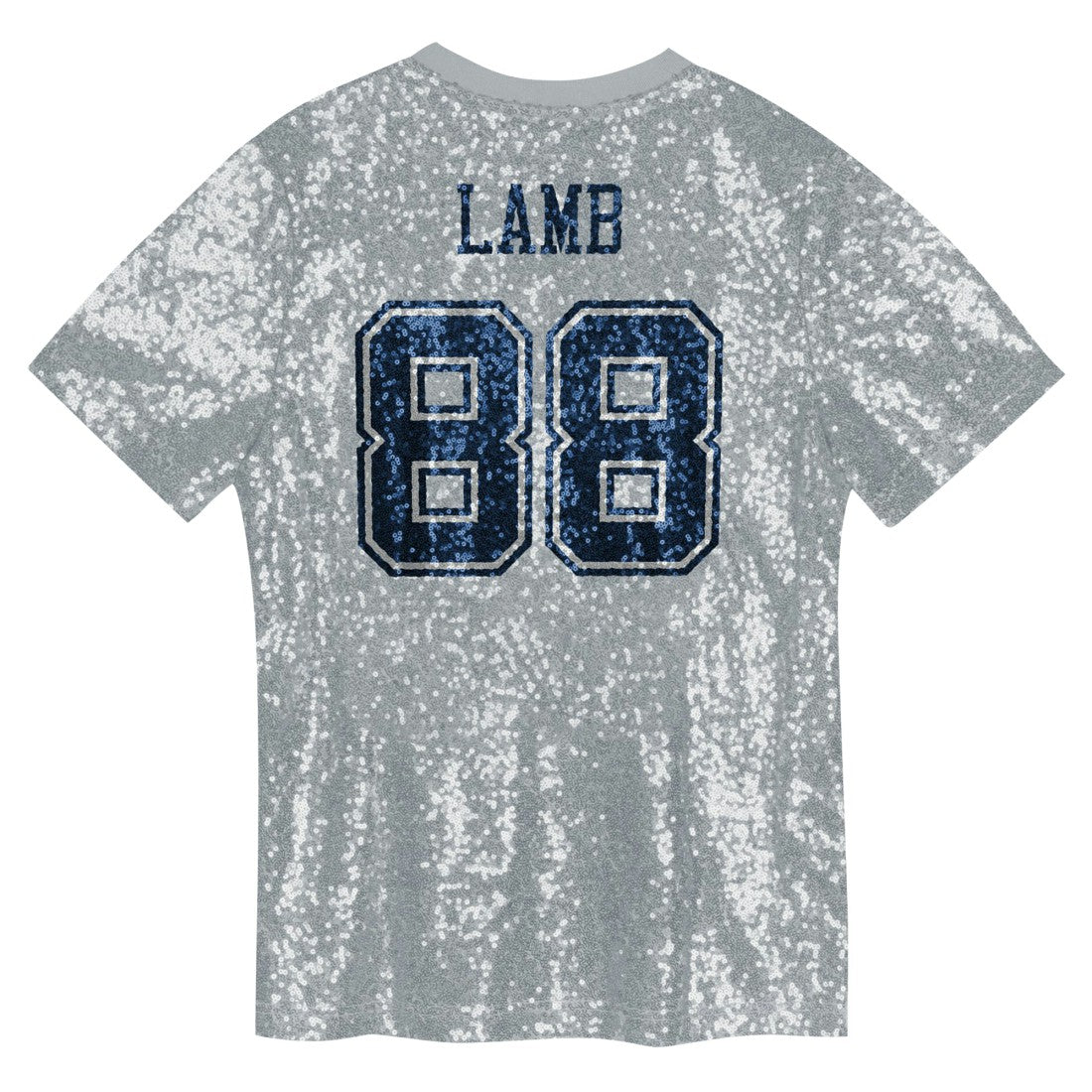 CeeDee Lamb Dallas Cowboys Girls Youth Sequin V-Neck Fashion Jersey - Silver - NFL