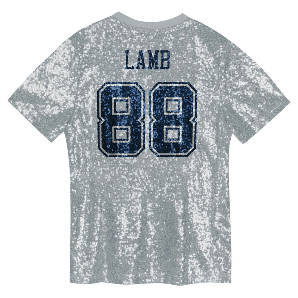 CeeDee Lamb Dallas Cowboys Girls Youth Sequin V-Neck Fashion Jersey - Silver - NFL