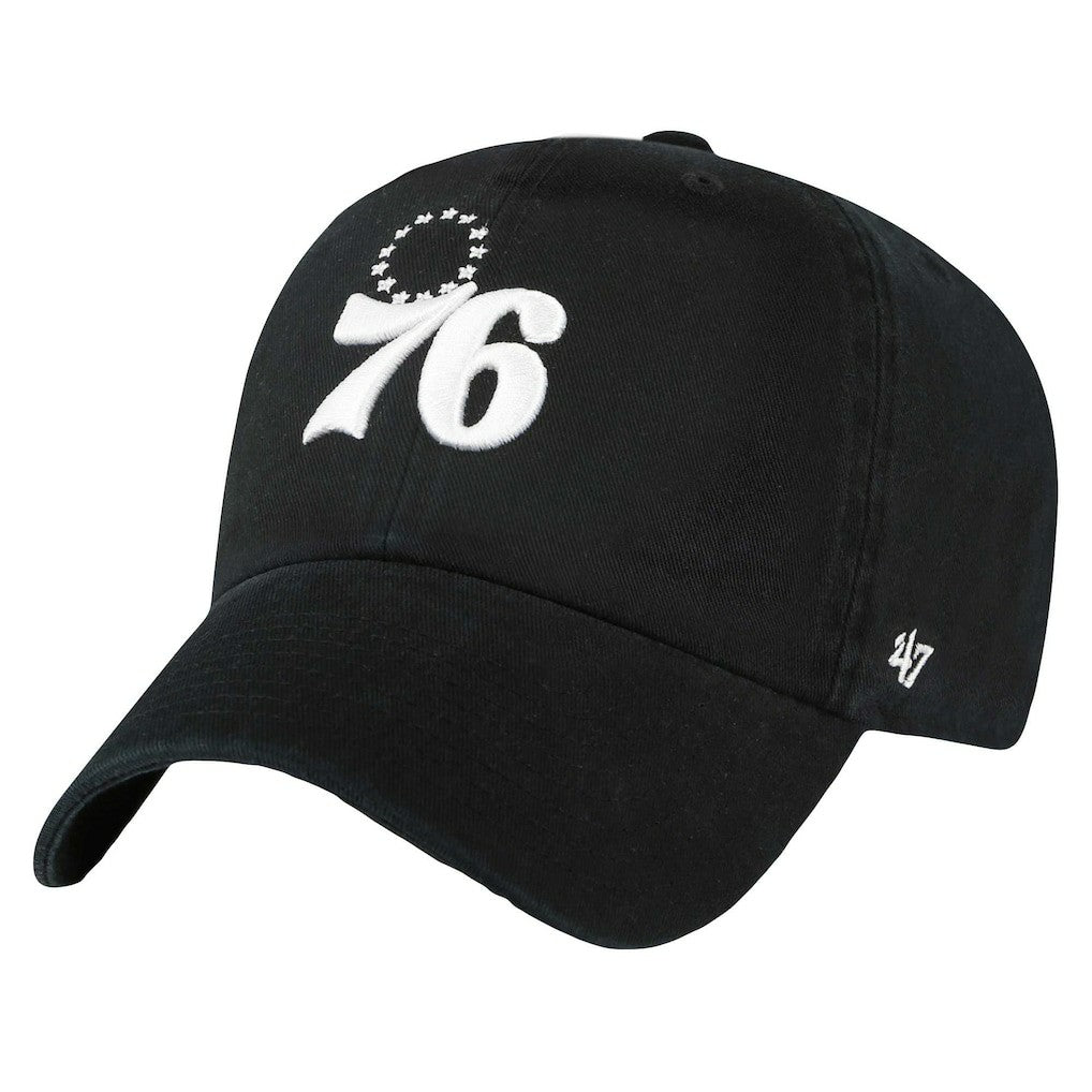 47 brand Philadelphia 76ers '47 Core Logo Clean Up Adjustable Hat Black