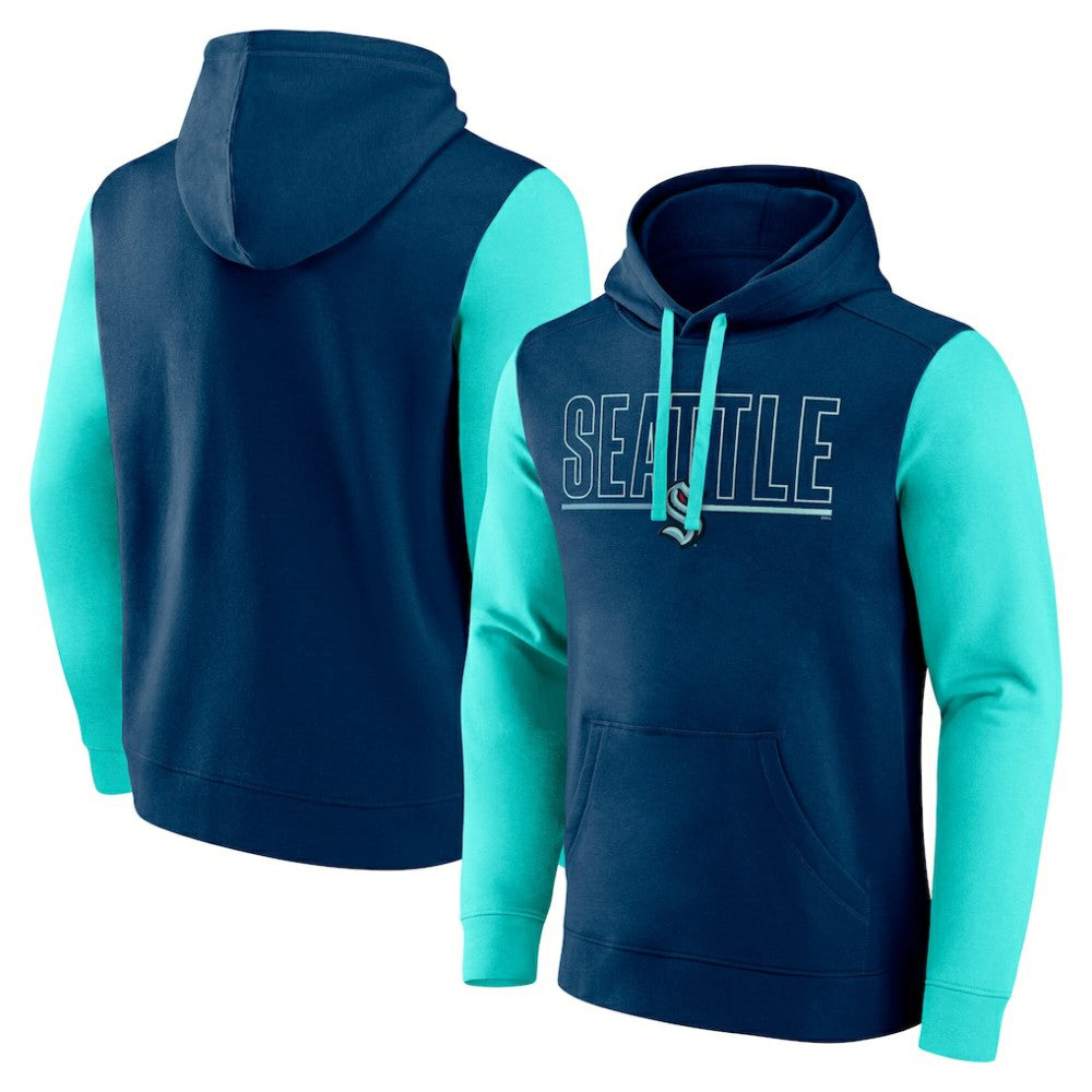 Seattle Kraken Logo Athletic Deliver Fleece Pullover Hoodie - Navy | NHL near me