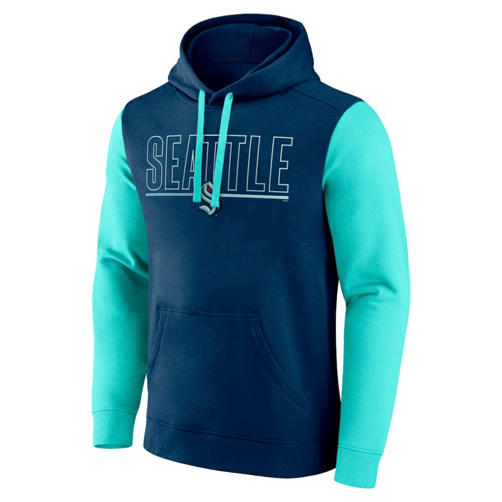 Seattle Kraken Logo Athletic Deliver Fleece Pullover Hoodie - Navy | NHL near me