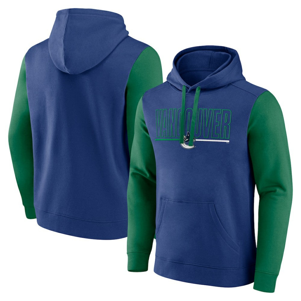 Vancouver Canucks Logo Athletic Deliver Fleece Pullover Hoodie - Blue | NHL Lifestyle