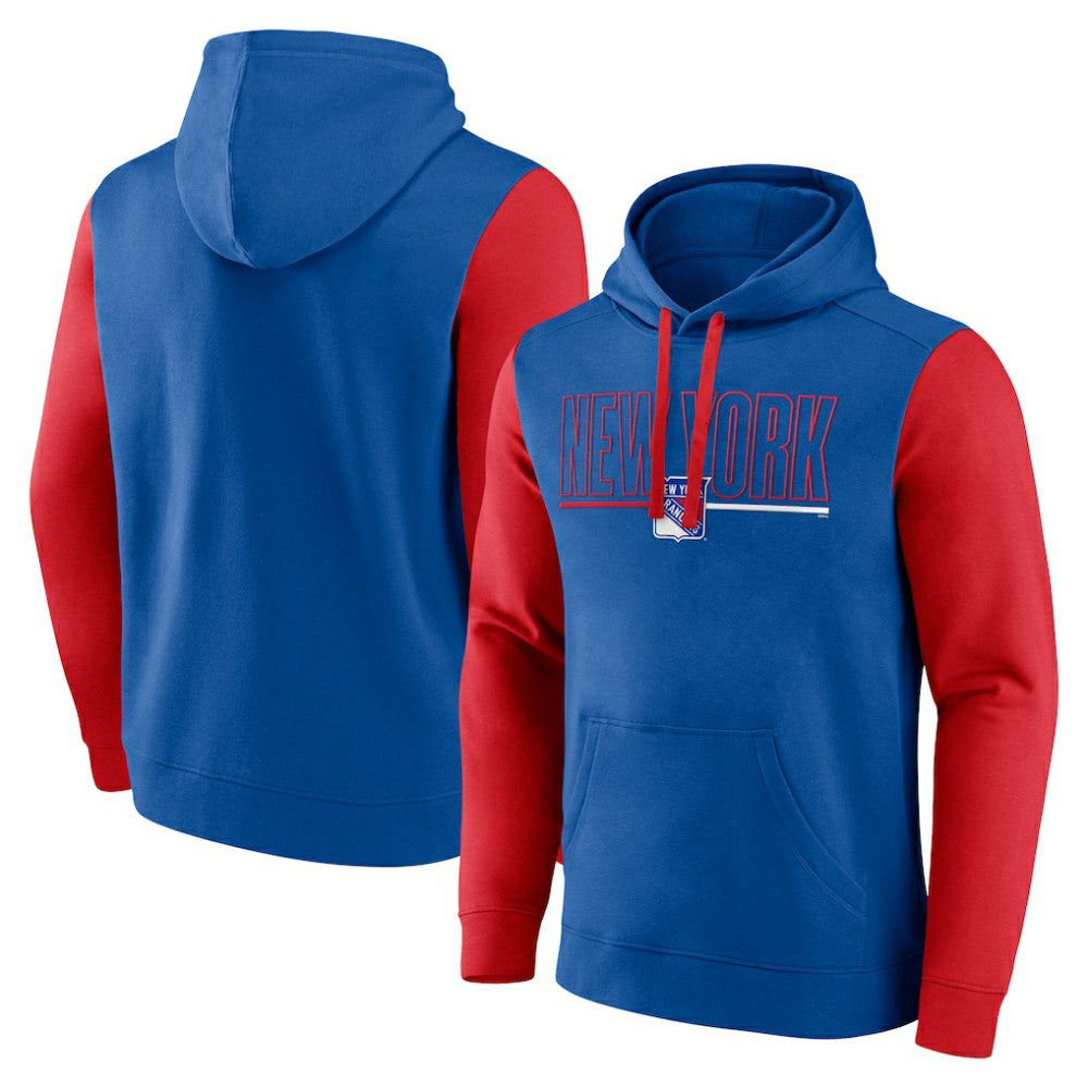 New York Rangers Logo Athletic Deliver Fleece Pullover Hoodie - Blue | NHL discount