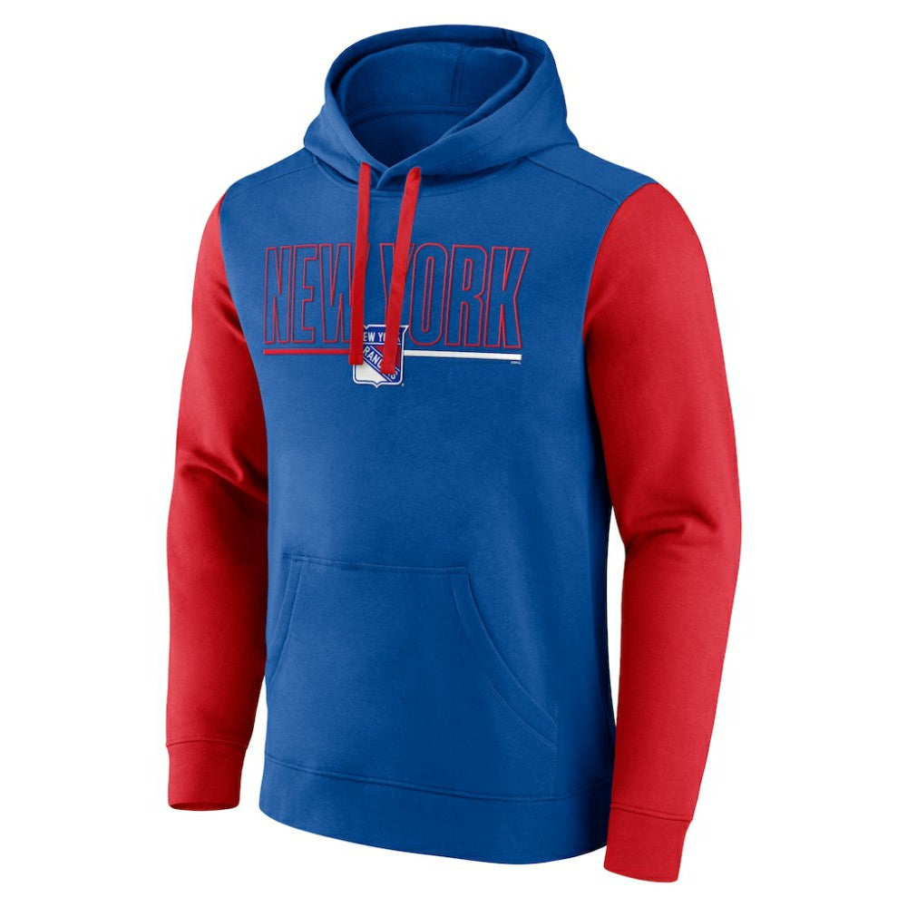 New York Rangers Logo Athletic Deliver Fleece Pullover Hoodie - Blue | NHL discount