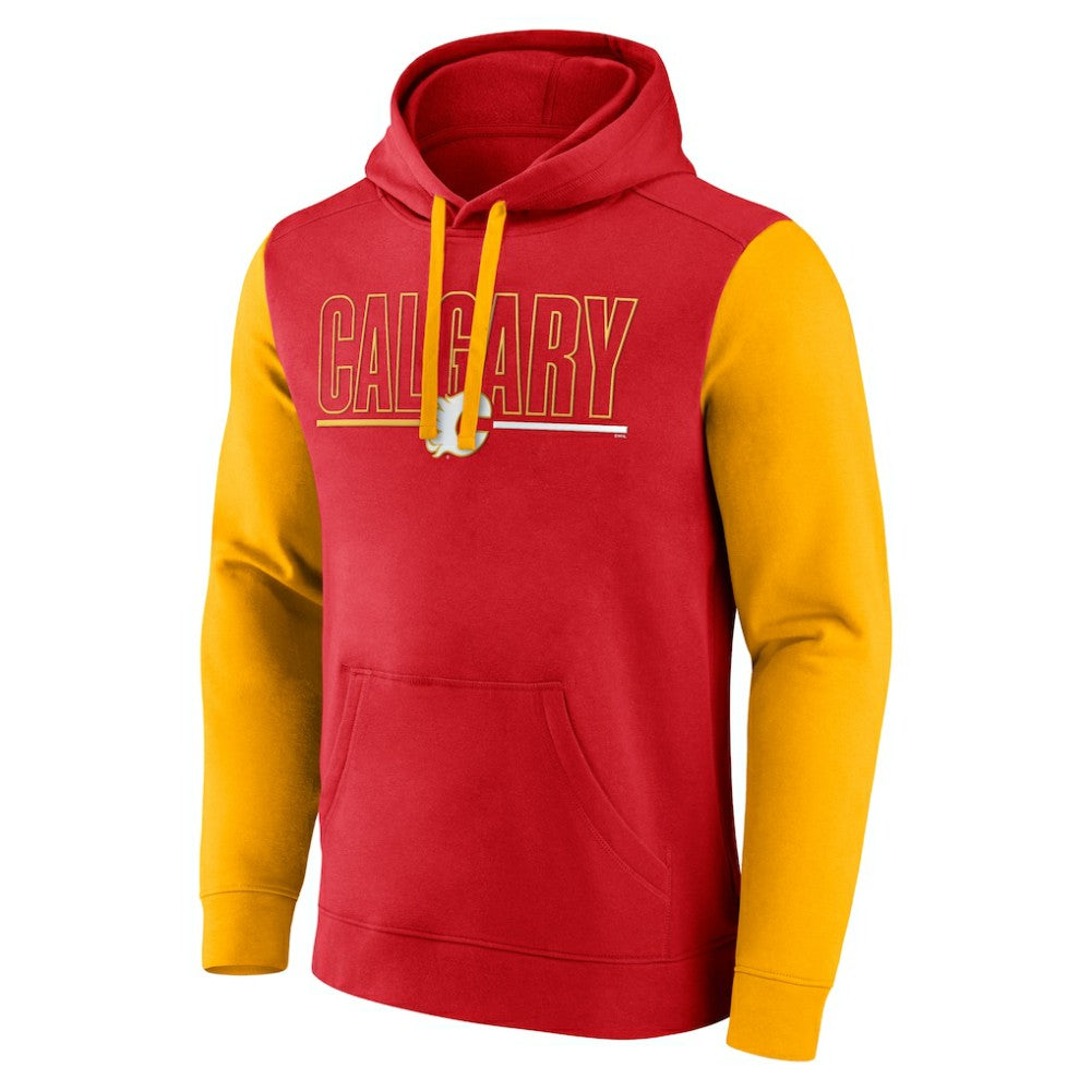 Calgary Flames Logo Athletic Deliver Fleece Pullover Hoodie - Red | NHL sale