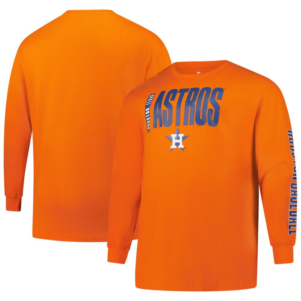 Houston Astros Profile Big & Tall Two-Hit Long Sleeve T-Shirt Outlet