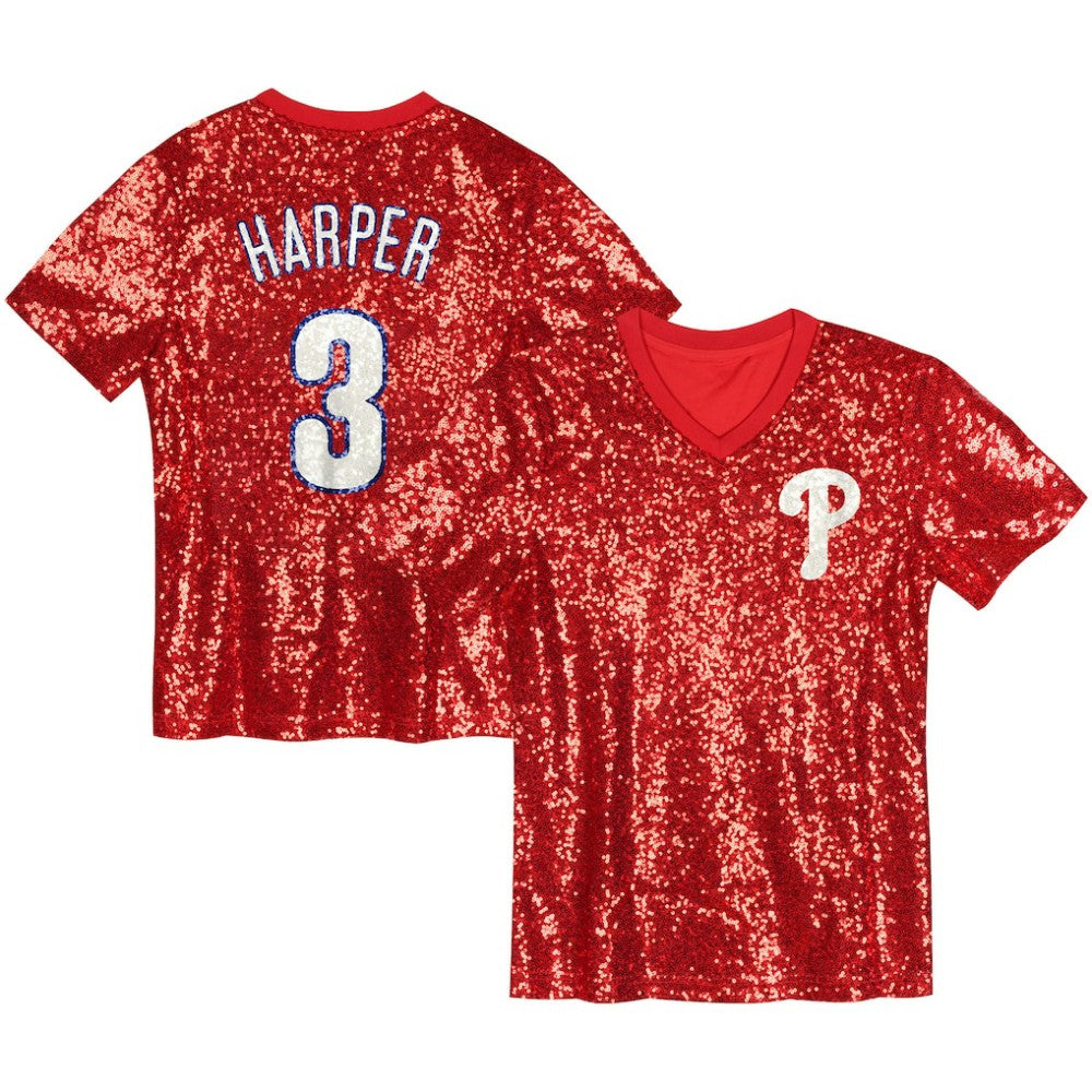 Bryce Harper Philadelphia Phillies Juniors Name & Number Sequin V-Neck Top for sale