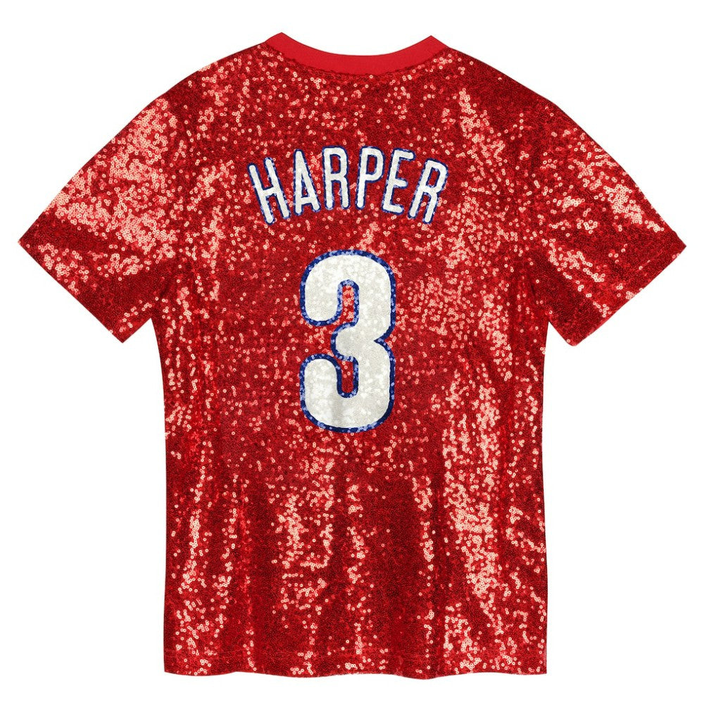 Bryce Harper Philadelphia Phillies Juniors Name & Number Sequin V-Neck Top for sale