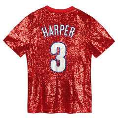 Bryce Harper Philadelphia Phillies Juniors Name & Number Sequin V-Neck Top for sale