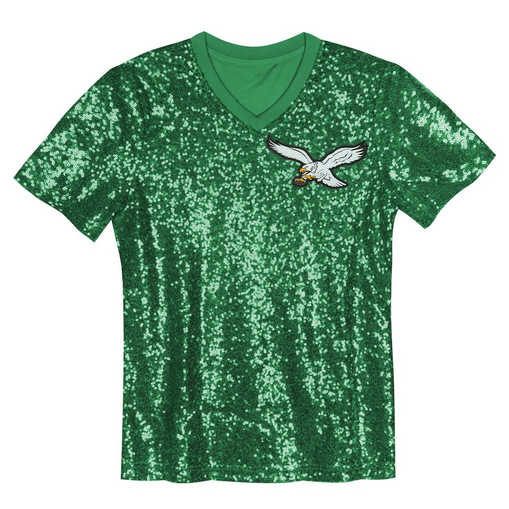 Jalen Hurts Philadelphia Eagles Girls Youth Sequin V-Neck Fashion Jersey - Kelly Green - NFL