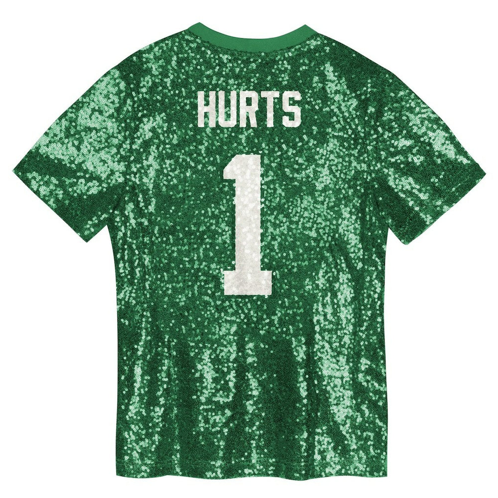 Jalen Hurts Philadelphia Eagles Girls Youth Sequin V-Neck Fashion Jersey - Kelly Green - NFL