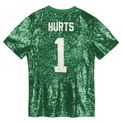 Jalen Hurts Philadelphia Eagles Girls Youth Sequin V-Neck Fashion Jersey - Kelly Green - NFL