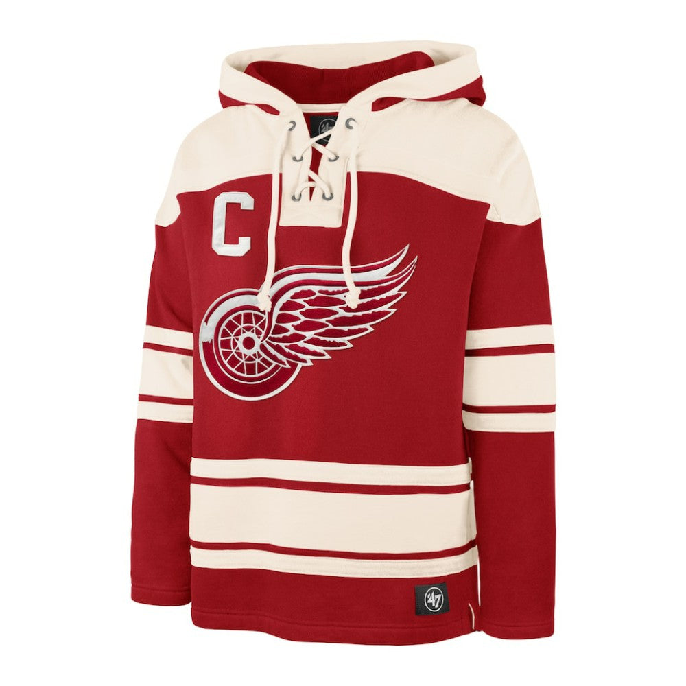Dylan Larkin Detroit Red Wings '47 Captain Patch Player Name & Number Lacer Pullover Hoodie - Red | 47 brand Lifestyle