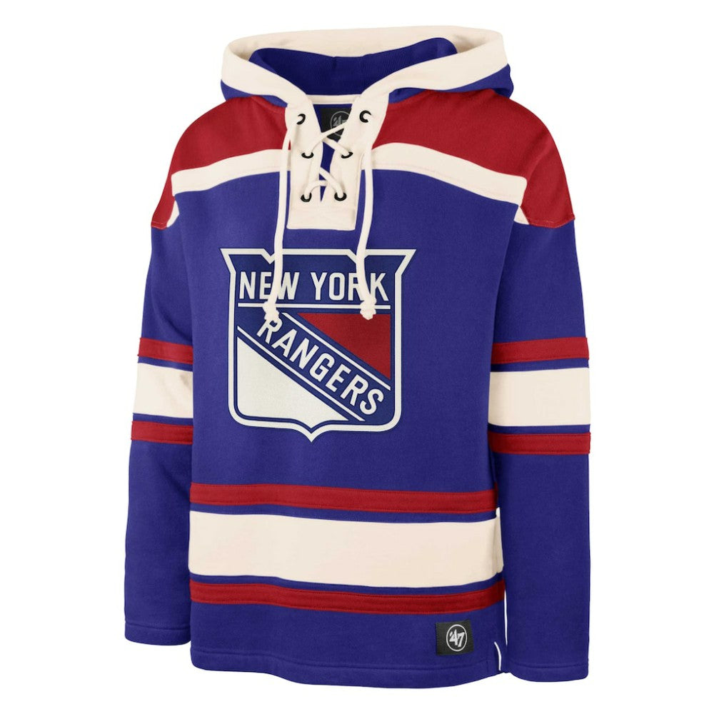 Igor Shesterkin New York Rangers '47 Player Name & Number Lacer Pullover Hoodie - Blue | 47 brand Lifestyle