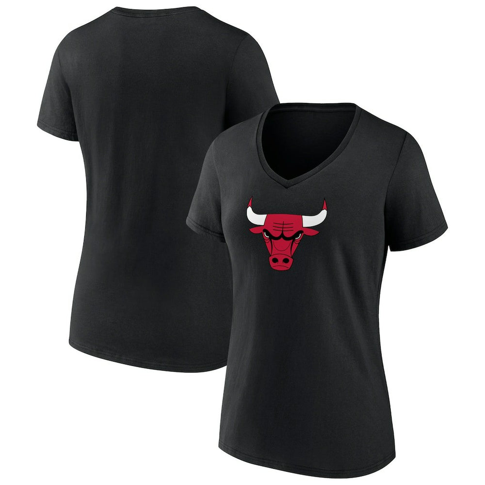 Chicago Bulls Women's Primary Logo V-Neck T-Shirt Black