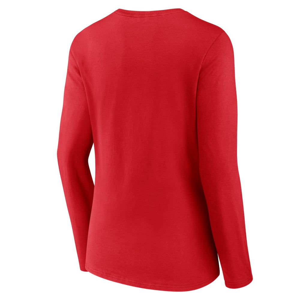 Portland Trail Blazers Women's Primary Logo Long Sleeve V-Neck T-Shirt Red