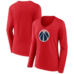 Washington Wizards Women's Primary Logo Long Sleeve V-Neck T-Shirt Red