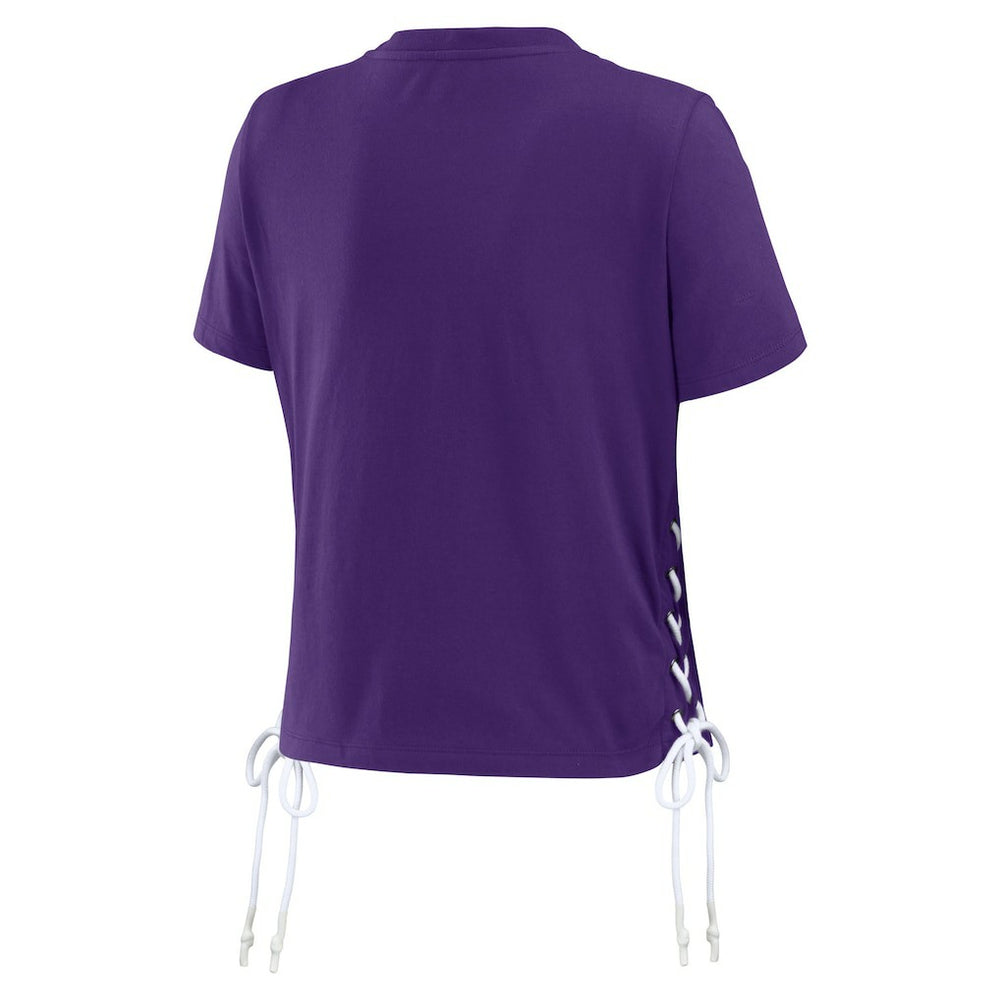 Minnesota Vikings WEAR by Erin Andrews Women's Lace Up Side Modest Cropped T-Shirt - Purple - NFL