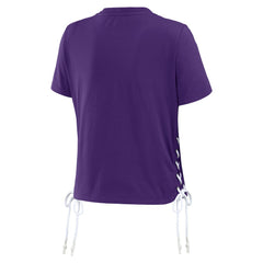 Minnesota Vikings WEAR by Erin Andrews Women's Lace Up Side Modest Cropped T-Shirt - Purple - NFL