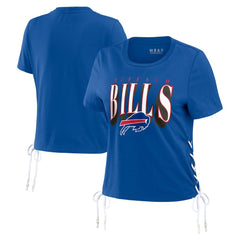 Buffalo Bills WEAR by Erin Andrews Women's Lace Up Side Modest Cropped T-Shirt - Royal - NFL