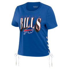 Buffalo Bills WEAR by Erin Andrews Women's Lace Up Side Modest Cropped T-Shirt - Royal - NFL