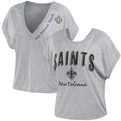 New Orleans Saints WEAR by Erin Andrews Women's Reversible T-Shirt - Heather Gray - NFL