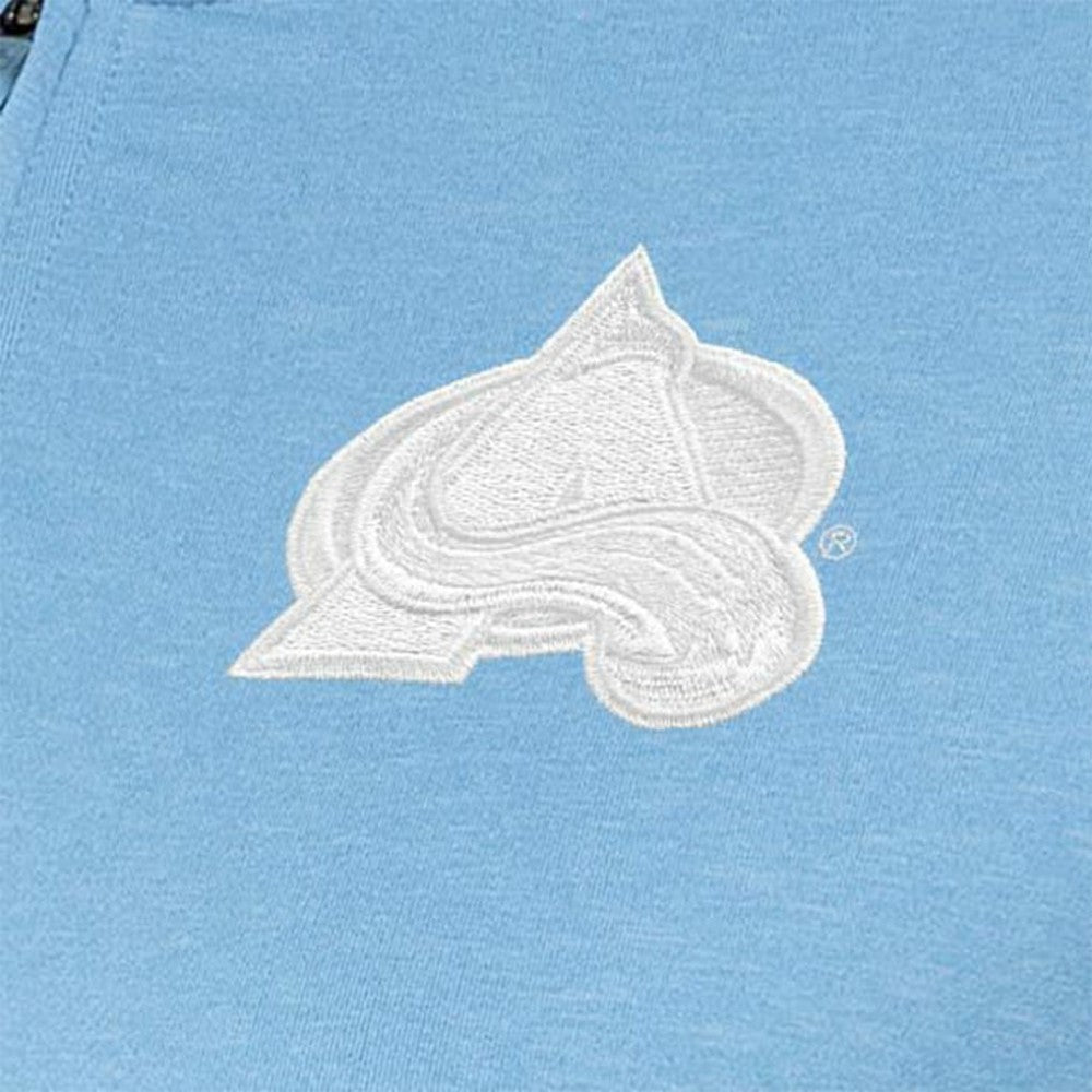 Colorado Avalanche Antigua Women's White Logo Mentor Quarter-Zip Jacket - Light Blue | NHL Lifestyle