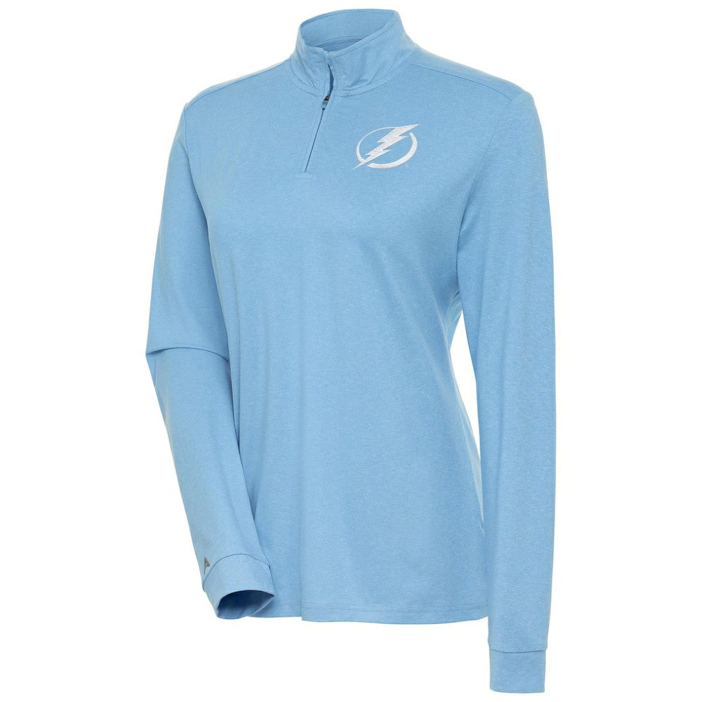 Tampa Bay Lightning Antigua Women's White Logo Mentor Quarter-Zip Jacket - Light Blue | NHL near me