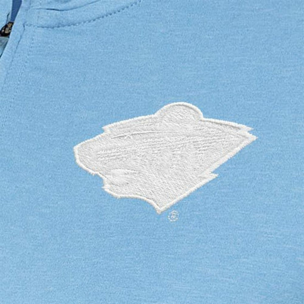 Minnesota Wild Antigua Women's White Logo Mentor Quarter-Zip Jacket - Light Blue | NHL Clearance