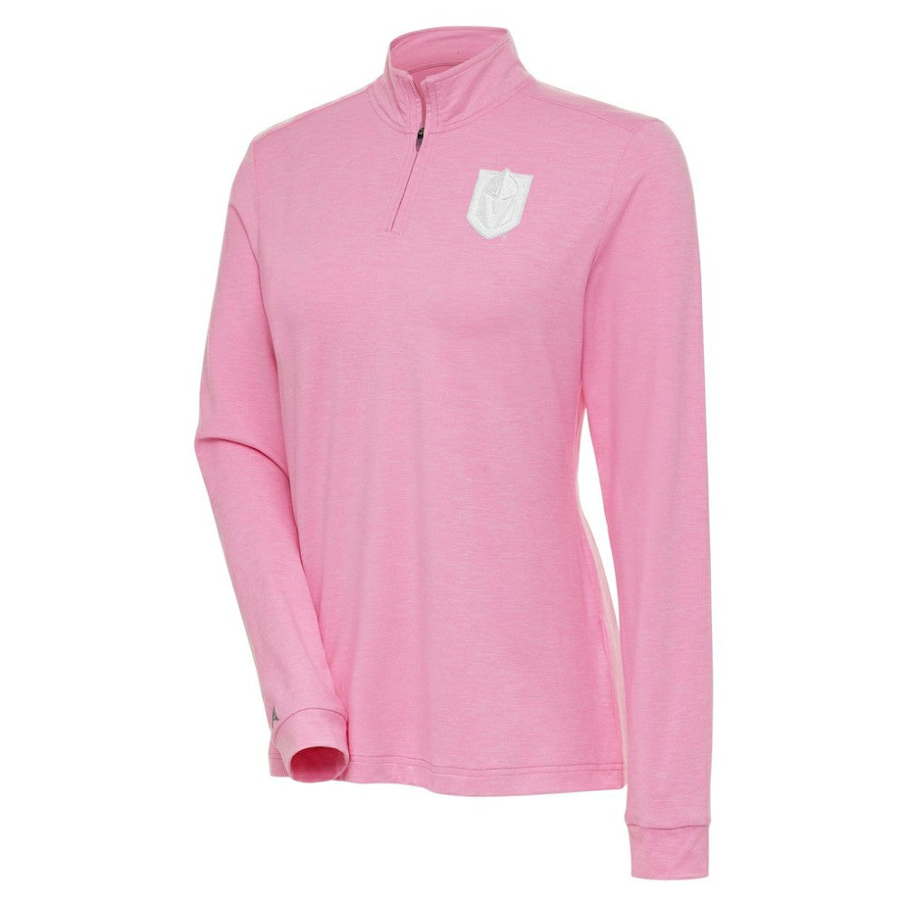 Vegas Golden Knights Antigua Women's White Logo Mentor Quarter-Zip Jacket - Pink | NHL Lifestyle
