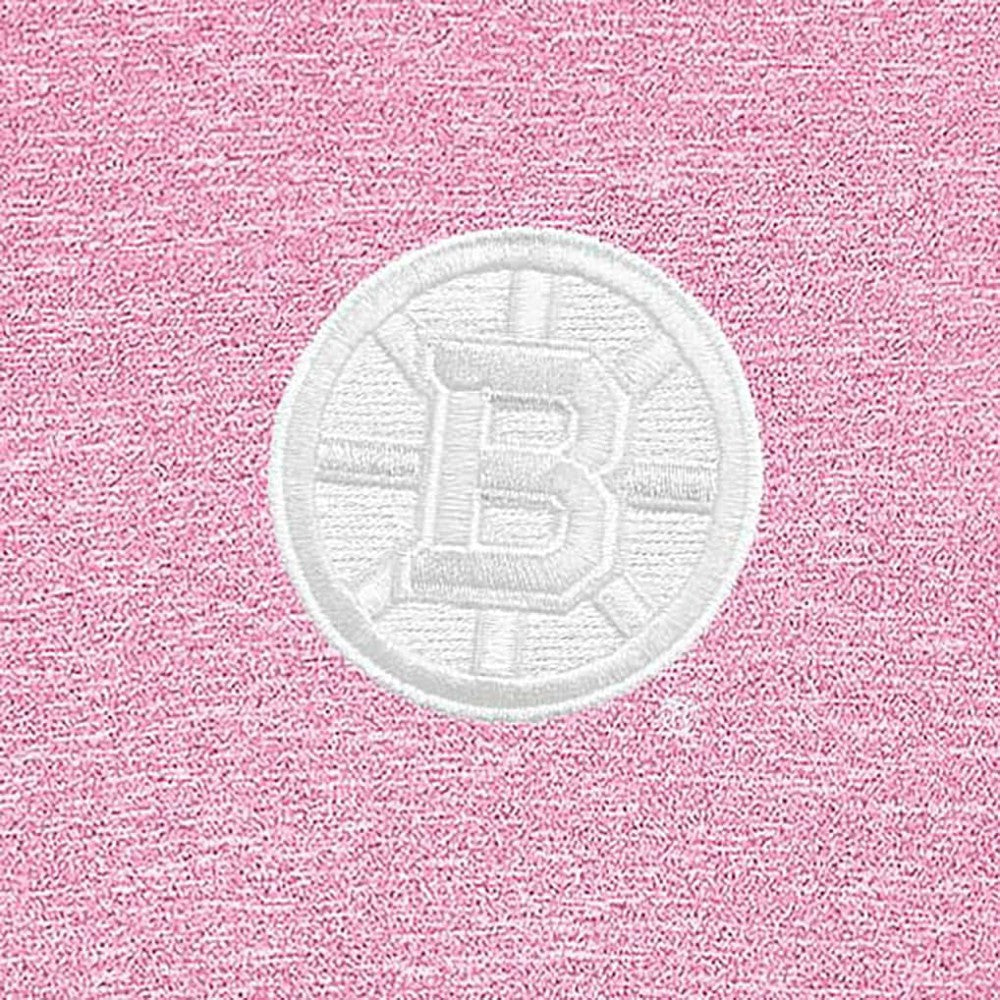 Boston Bruins Antigua White Logo Hunk Quarter-Zip Pullover - Pink | NHL Lifestyle