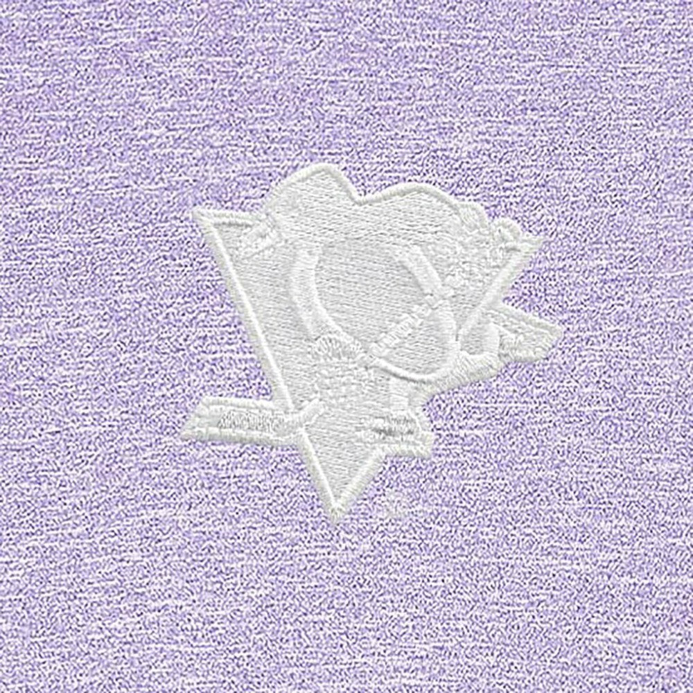 Pittsburgh Penguins Antigua White Logo Hunk Quarter-Zip Pullover - Lavender | NHL Lifestyle