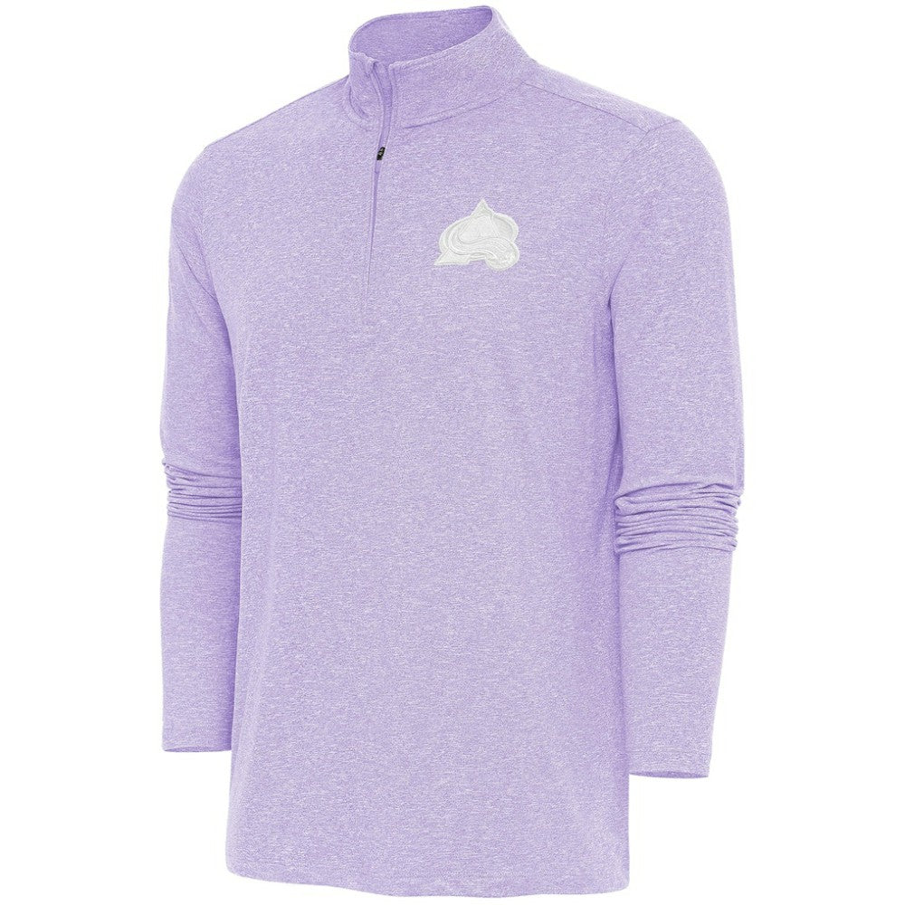 Colorado Avalanche Antigua White Logo Hunk Quarter-Zip Pullover - Lavender | NHL Lifestyle