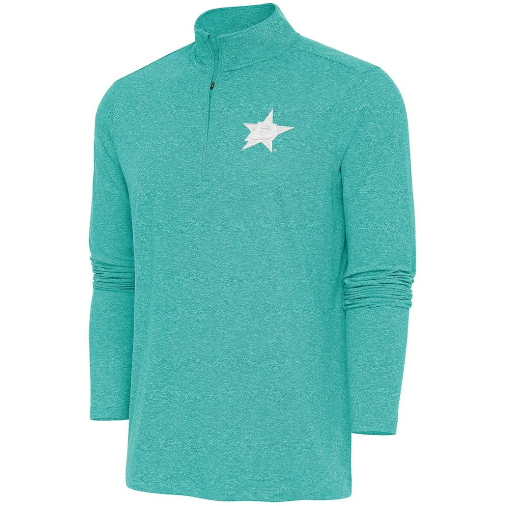 Dallas Stars Antigua White Logo Hunk Quarter-Zip Pullover - Heather Aqua | NHL Clearance