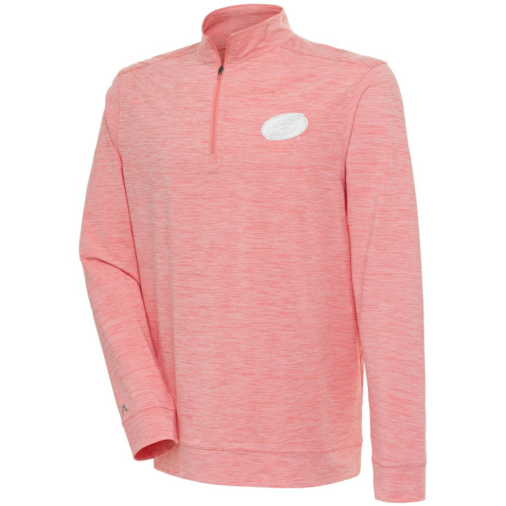 Carolina Hurricanes Antigua White Logo Bright Quarter-Zip Pullover - Coral | NHL on sale
