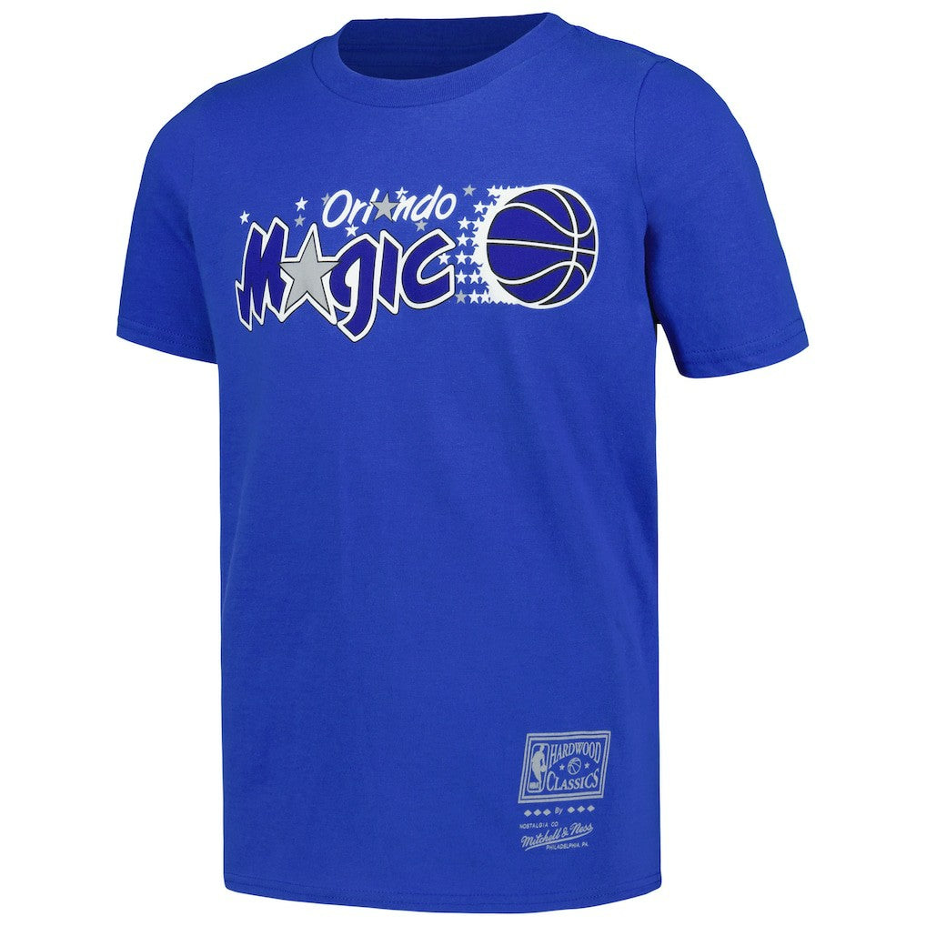 Mitchell & Ness Orlando Magic Youth Hardwood Classics Retro Logo T-Shirt Blue
