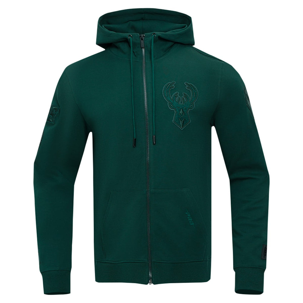 Milwaukee Bucks Pro Standard Triple Tonal DK Full-Zip Hoodie Jacket Hunter Green