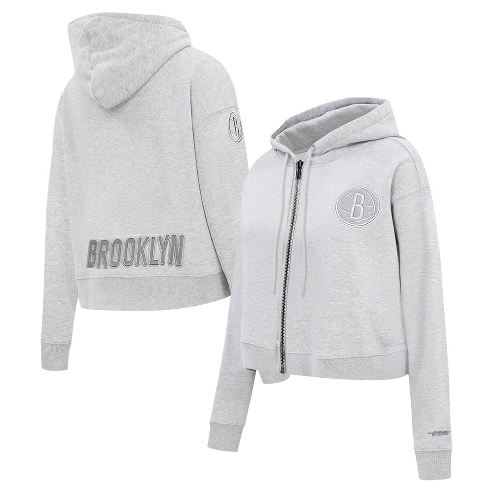 Brooklyn Nets Pro Standard Women's Triple Tonal Full-Zip Hoodie Heather Gray