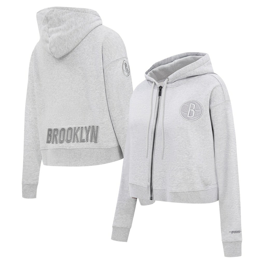Brooklyn Nets Pro Standard Women's Triple Tonal Full-Zip Hoodie Heather Gray
