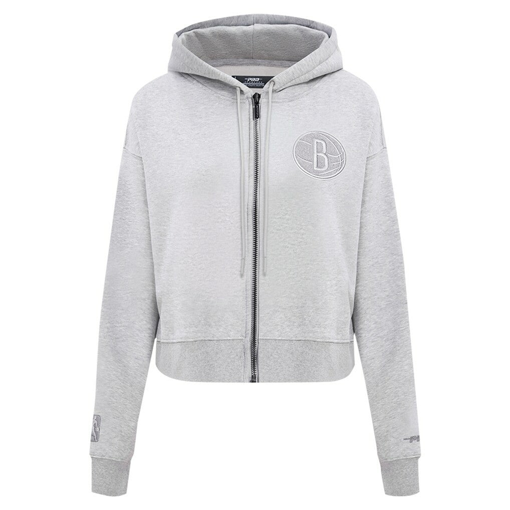 Brooklyn Nets Pro Standard Women's Triple Tonal Full-Zip Hoodie Heather Gray
