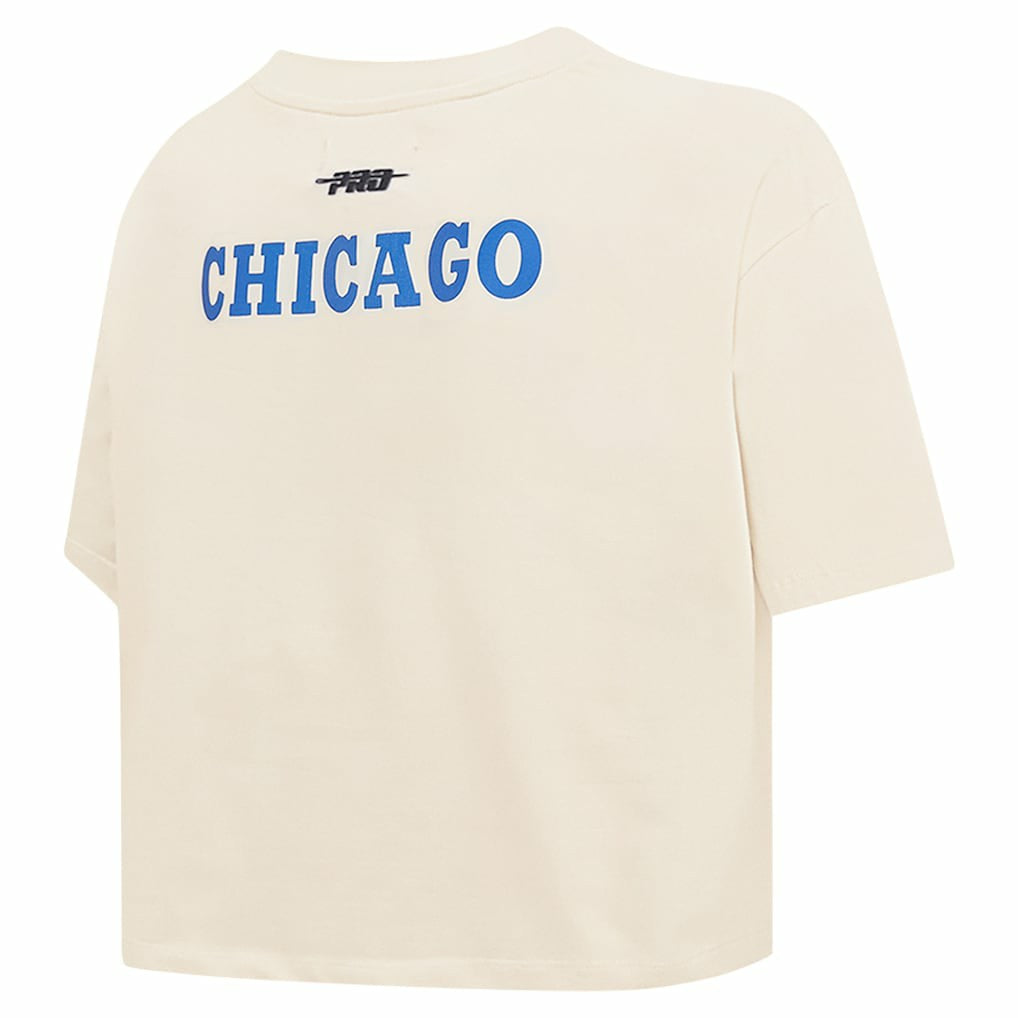 Chicago Bulls Pro Standard Women's Retro Striper SJ Cropped Boxy T-Shirt Cream