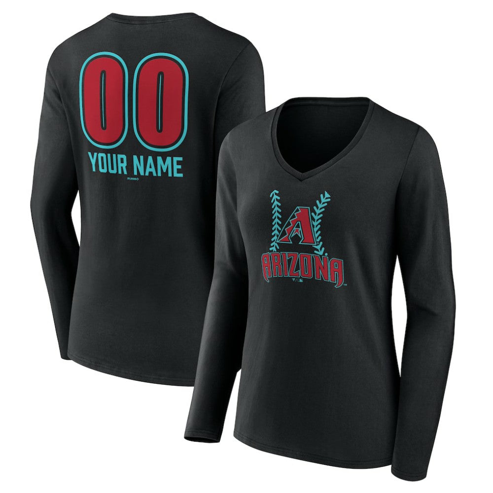 Arizona Diamondbacks Women's Personalized Name & Number Fastball Long Sleeve V-Neck T-Shirt Near Me